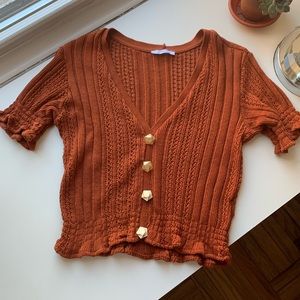 Zara Trafaluc Orange Knit Crop